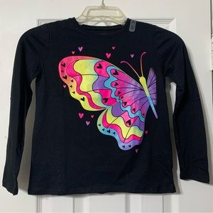 Medium colorful butterfly Long sleeve graphic Tee
